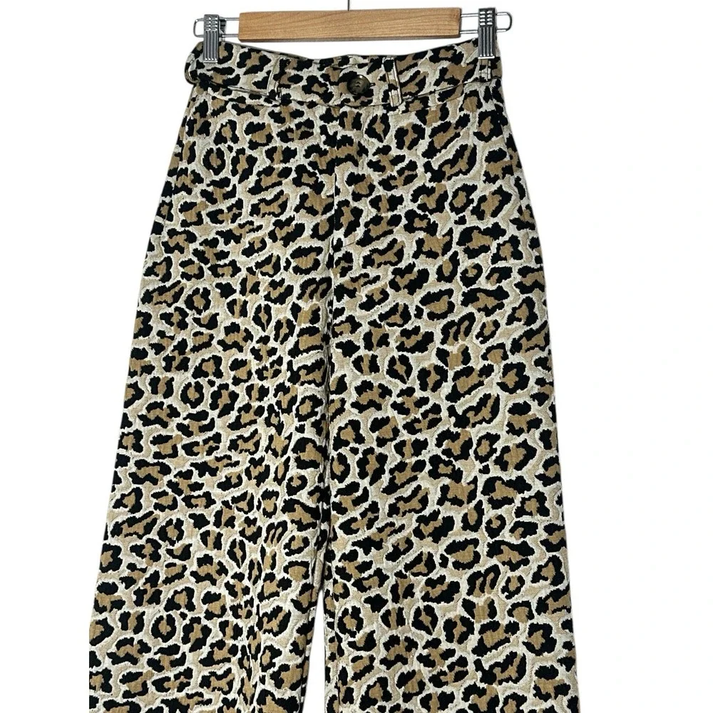 Maeve Wide Leg Pants Women's Size 25 Leopard Print The Ettie High-Rise Crop - Picture 9 of 9
